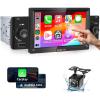 5.1Bluetooth Single Din Radio with AppIe Carplay Android Auto,Podofo 5inch 1280x480 HD Touch Screen Car Stereo Audio Receivers FM Radio Airplay MirrorLink HD Backup Camera USB/TF/AUX-in Ports view 1
