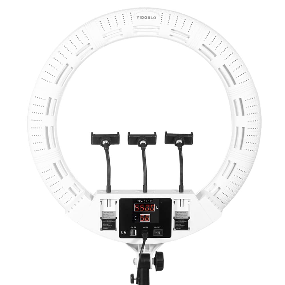 18inch / 55cm LED Ring Light FD640II, 100W Bicolor for Photo Studio Beauty Salon Makeup Tattoo, Support Remote Control (White)
