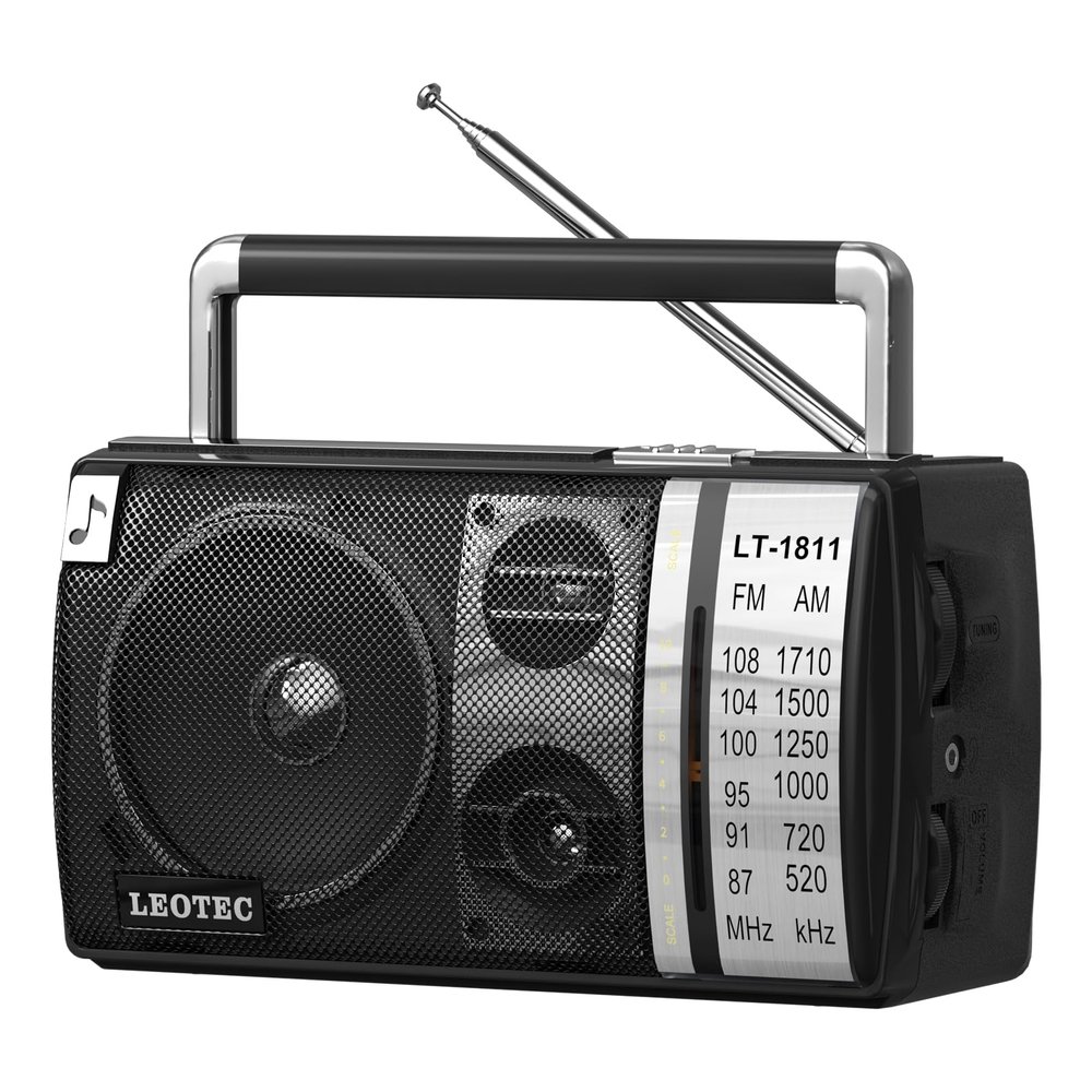 LEOTEC AM FM Radio Portable with Bluetooth 3.5mm Headphone Jack AC/DC Power