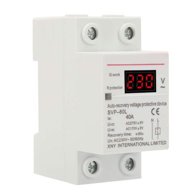 230V 40A Undervoltage Protector,Overvoltage and Undervoltage Device,Automatic Recovery OvervoltageUndervoltage Device DIN Rail Mount Protector