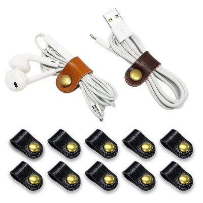 Hemobllo 10pcs Leather Earphone Cable Straps for Management Lightweight Wire Organizer Mixed Colors for Home Office Travel School