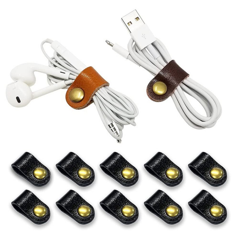 Hemobllo 10pcs Leather Earphone Cable Straps for Management Lightweight Wire Organizer Mixed Colors for Home Office Travel School