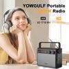 YOWGULF Portable AM FM Radio, Bluetooth Radio with Best Reception,Transistor Radio Plug in Wall or Battery Powered, Radio with Headphone Jack, USB, Aux in, Big Speaker, for Home Outdoor Gift view 2