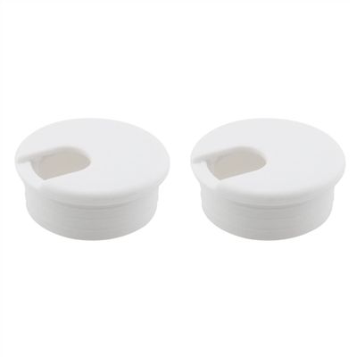 HJGarden 2pcs 1-3/4 inch Desk Wire Cord Cable Grommets Hole Cover for Office PC Desk Cable Cord Organizer Plastic Cover White