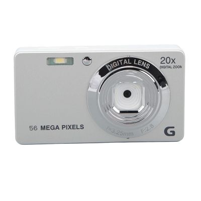 4K Digital Camera, 20X Digital Zoom Camera, HD Portable Small Camera for Kids, 56MP Vlogging Camera with 2.7in LCD Screen with Built in Flash (Silver)