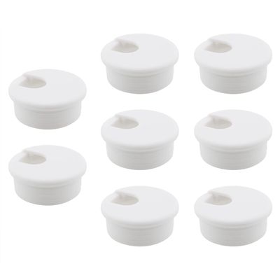 HJGarden 8pcs 1-3/4 inch Desk Wire Cord Cable Grommets Hole Cover for Office PC Desk Cable Cord Organizer Plastic Cover White