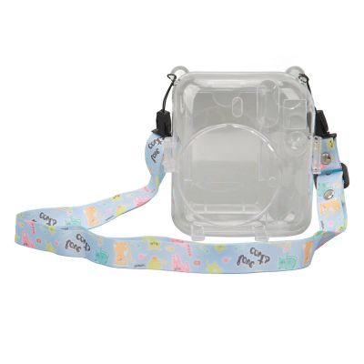 ciciglow Protective Clear Case for Mini 12, Camera Protective Hard Shell Cover Transparent Instant Camera Case with Adjustable Shoulder Strap Sticker (Blue)