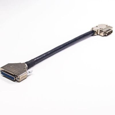 GXMRHWY Right Angle DB25 Male Cable Male Connector to Female Connector with Metal Case 0.15M