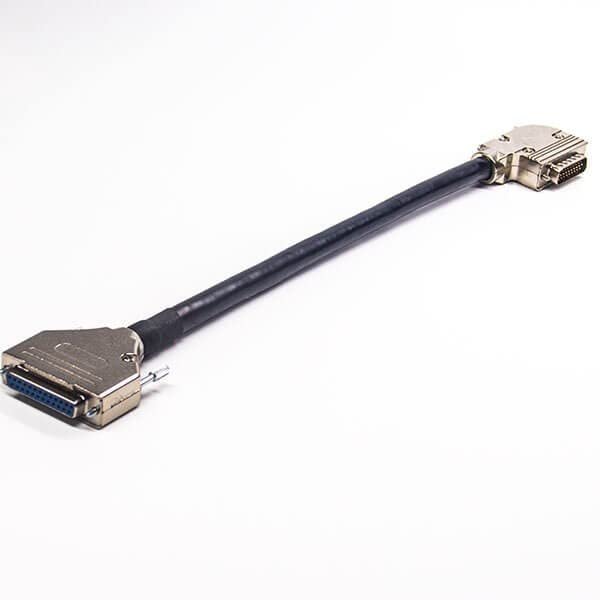 GXMRHWY Right Angle DB25 Male Cable Male Connector to Female Connector with Metal Case 0.15M