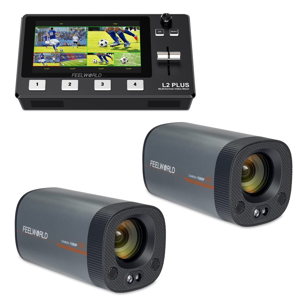 FEELWORLD 2 HV10X Professional Live Streaming Camera and L2 Plus 4 HDMI Video Switcher