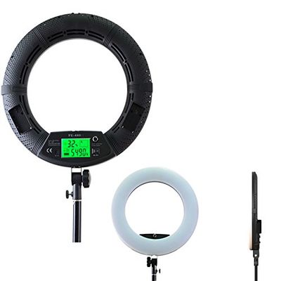 18inch Ring Light FE480, 96w Video Light for Photo Studio Beauty Salon Makeup, Bi-Color, with Tripod Remote Control (Black)