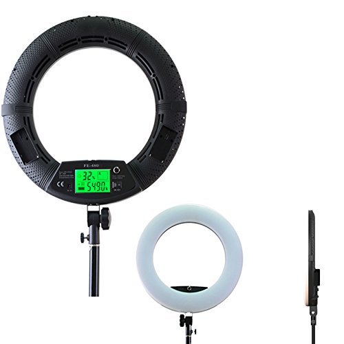 18inch Ring Light FE480, 96w Video Light for Photo Studio Beauty Salon Makeup, Bi-Color, with Tripod Remote Control (Black)