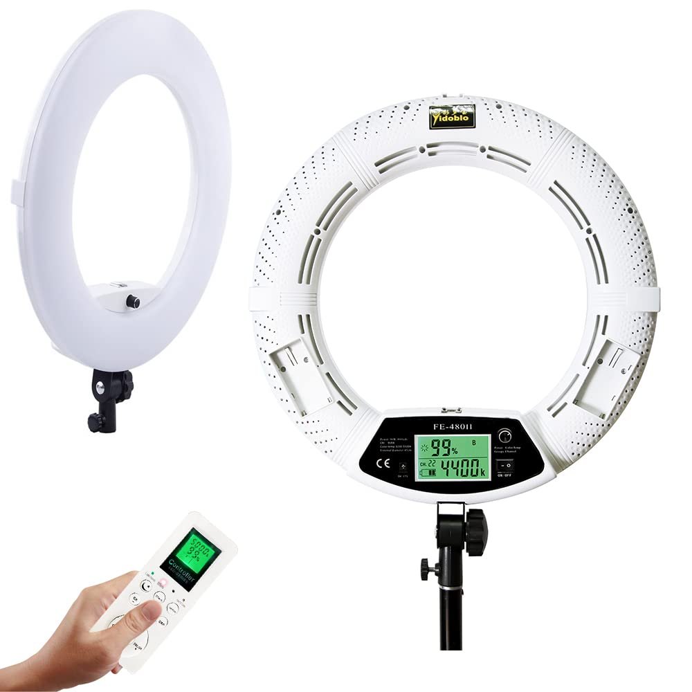 18inch Ring Light FE480, 96w Video Light for Photo Studio Beauty Salon Makeup, Bi-Color, with Tripod Remote Control (White)