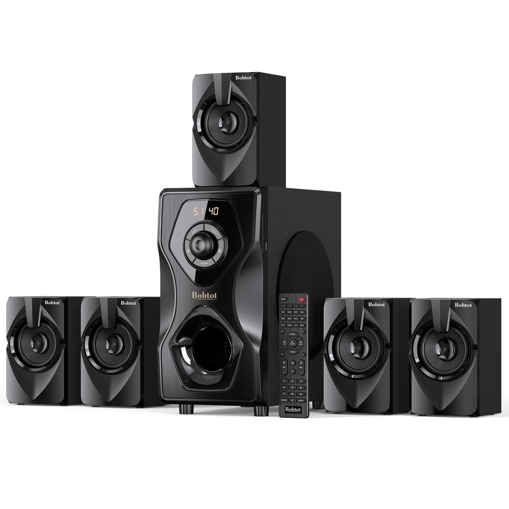Bobtot Surround Sound Speakers Home Theater Systems - 700 Watts Peak Power 5.1/2.1Wired Stereo Speaker System 5.25" Subwoofer Strong Bass with Bluetooth ARC Optical Input