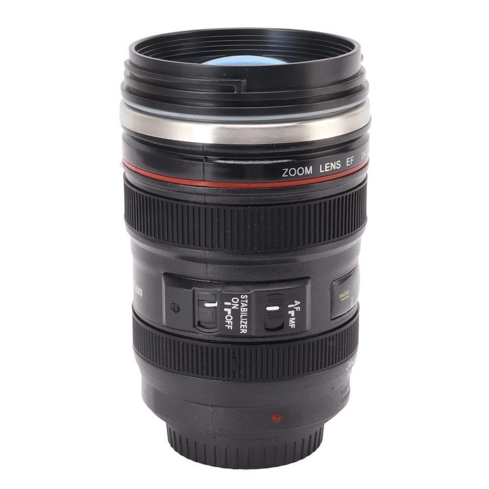 Camera Lens Coffee Mug, Stainless Steel Camera Lens Coffee Cup, 400ML Camera Lens Cup, Leakage Proof Novelty Coffee Mug, Gift for Photographers, Filmmakers, Videographers