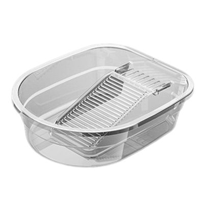 Gazechimp Washboard Basin, Plastic Wash Tub with Washboard, Thickened Hand Wash Board, Cleaning Basin, for Towels Cleaning home cloth Blouses T Shirts, Transparent