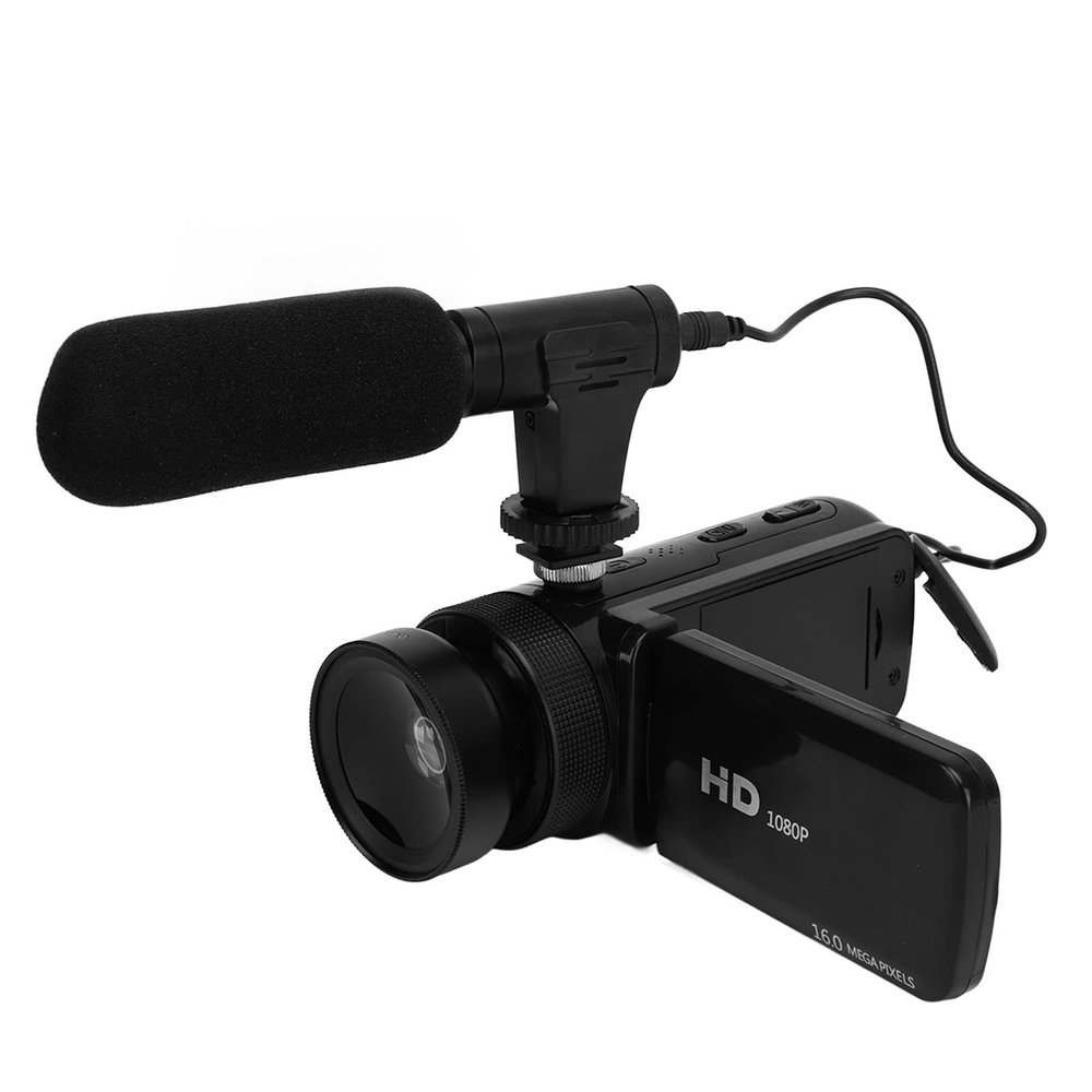 1080P Video Camera, 16MP 16X Digital Zoom Vlogging Camera with 2.4 Inch Flip Screen, Wide Angle Digital Camera with Microphone, Portable Travel Video Camcorder for Photography (US