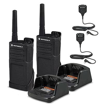 2 x Motorola RMM2050 On-Site 2-Way Radio (RMM2050) + 2 x HKLN4606 Remote Speaker Mic - 2 Pack with Mic Bundle