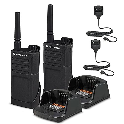 2 x Motorola RMM2050 On-Site 2-Way Radio (RMM2050) + 2 x HKLN4606 Remote Speaker Mic - 2 Pack with Mic Bundle