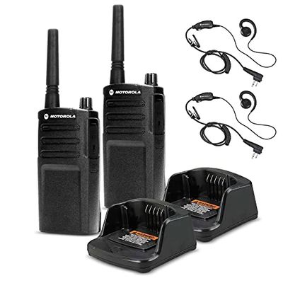 2 x Motorola RMU2040 On-Site 2-Way Radio (RMU2040) + 2 x Motorola HKLN4604 PTT Earpiece - 2 Pack with Mic Bundle