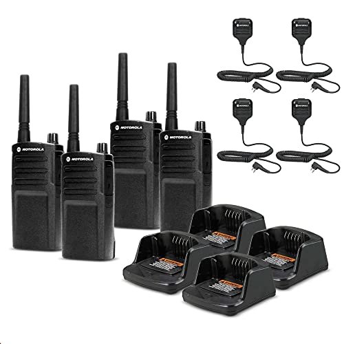 4 x Motorola RMU2040 On-Site 2-Way Radio (RMU2040) + 4 x HKLN4606 Remote Speaker Mic - 4 Pack with Mic Bundle