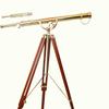 Shiny Brass Finish W/Brown Tripod Anchor Master Sky Watcher Vintage Telescope Maritime Scope Gift view 3