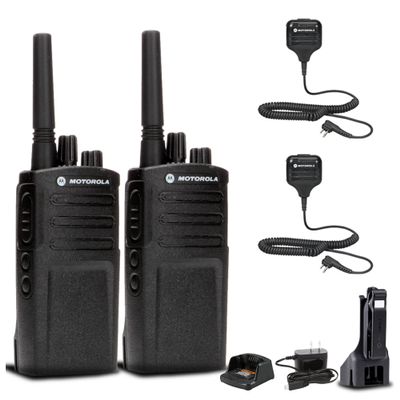 2 x Motorola RMV2080 On-Site 2-Way Business Radio (RMV2080) + 2 x HKLN4606 Remote Speaker Mic
