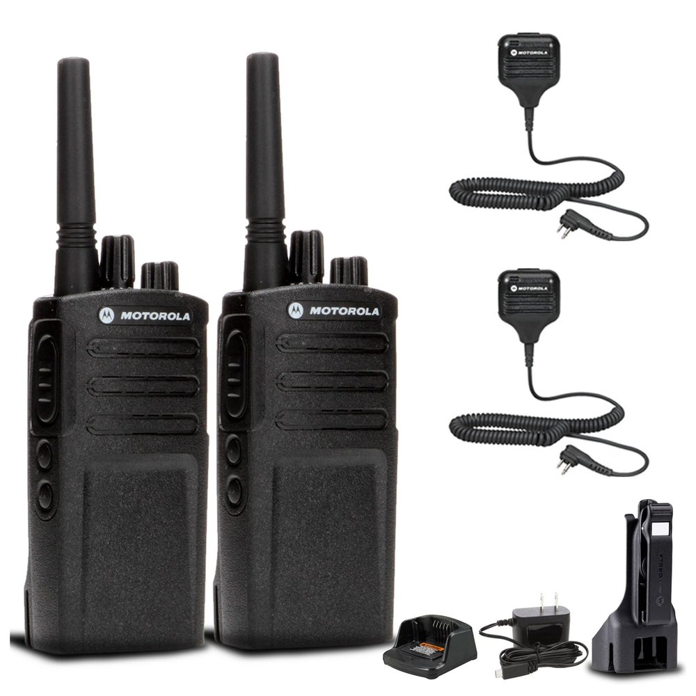 2 x Motorola RMV2080 On-Site 2-Way Business Radio (RMV2080) + 2 x HKLN4606 Remote Speaker Mic