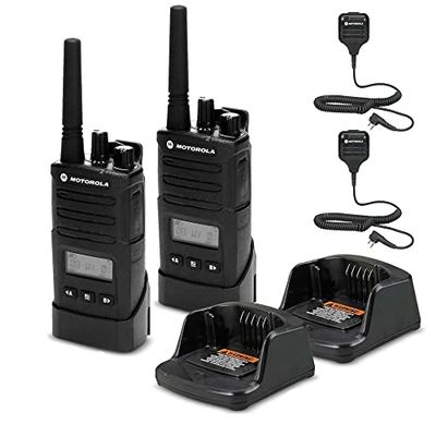 2 x Motorola RMU2080d On-Site 2-Way Business Radio with Display (RMU2080D) + 2 x HKLN4606 Remote Speaker Mic - 2 Pack with Mic Bundle