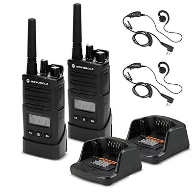 2 x Motorola RMU2080d On-Site 2-Way Business Radio with Display (RMU2080D) + 2 x Motorola HKLN4604 PTT Earpiece - 2 Pack with Mic Bundle