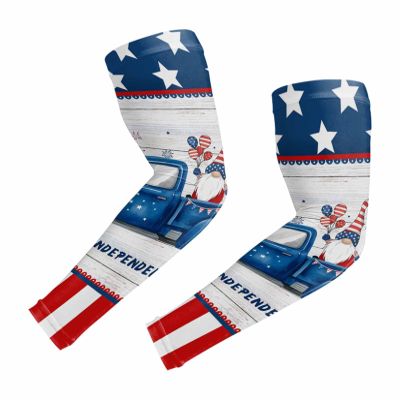 Independence Truck Loads of Gnomes Cooling Arm Sleeves for Men Women, American Wooden Stripes Arm Sleeves Covers (XXL)