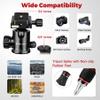 Camera Tripod, 80" Aluminum Heavy Duty Camera Tripod Stand with 360 Ball Head, Phone Holder & Carry Bag, Professional Camera Tripods & Monopods for Camera, Phone, 34lb Max Load view 3