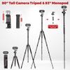 Camera Tripod, 80" Aluminum Heavy Duty Camera Tripod Stand with 360 Ball Head, Phone Holder & Carry Bag, Professional Camera Tripods & Monopods for Camera, Phone, 34lb Max Load view 4