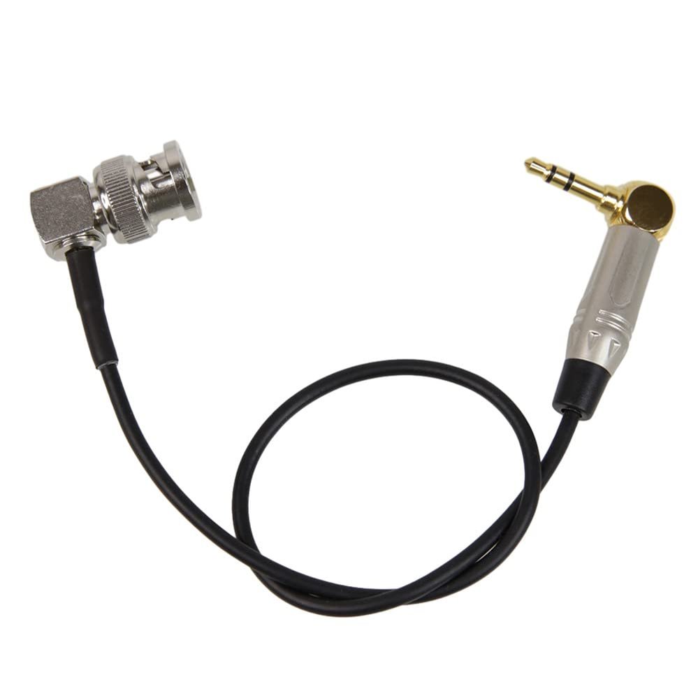 Foto&Tech Timecode Sync Cable BNC to DSLR 3.5mm Mini-Jack Cable Right Angle, 11.8 Inch (30CM), Black