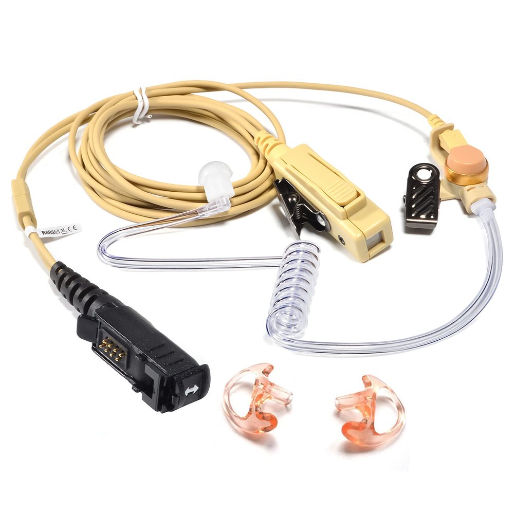 HYS Surveillance 2 Way Radio Earpiece with PTT/Mic, Two Wires(3.8ft/4.3ft), Security Headset for Motorola XPR3000 Series DEP550E DEP570E DGP8050EELITE DP2400 DP2600 DP3441 XIRE8608I XIRP6600I