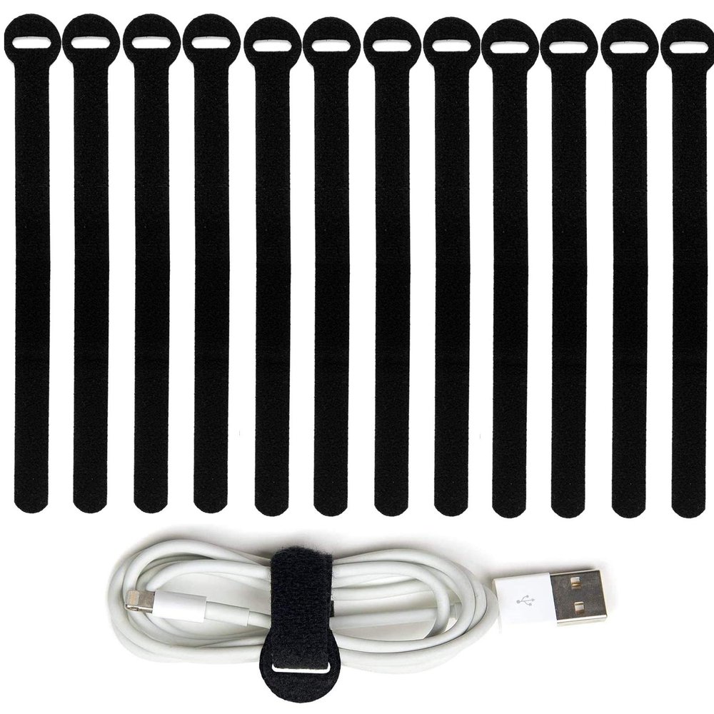 200PCS Reusable Fastening Cable Ties, 6-Inch Cable Straps Cable Management, Multi-Purpose Hook & Loop Cord Organizer Wire Ties, Adjustable Cable Organizer Cord Ties, Microfiber Cloth Straps, Black