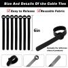 200PCS Reusable Fastening Cable Ties, 6-Inch Cable Straps Cable Management, Multi-Purpose Hook & Loop Cord Organizer Wire Ties, Adjustable Cable Organizer Cord Ties, Microfiber Cloth Straps, Black view 2