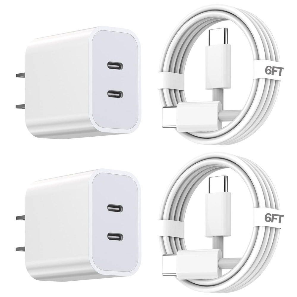 iPhone 17 Charger,Apple Charger Fast Charging,2Pack Dual Port Power Delivery Apple Charging Block,6FT USB C to C iPhone 17 Charge Cable,USB C Charge for iPhone 17/17 Air/16/15 Pro/iPad Pro/Air/Mini