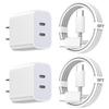 iPhone 17 Charger,Apple Charger Fast Charging,2Pack Dual Port Power Delivery Apple Charging Block,6FT USB C to C iPhone 17 Charge Cable,USB C Charge for iPhone 17/17 Air/16/15 Pro/iPad Pro/Air/Mini view 1