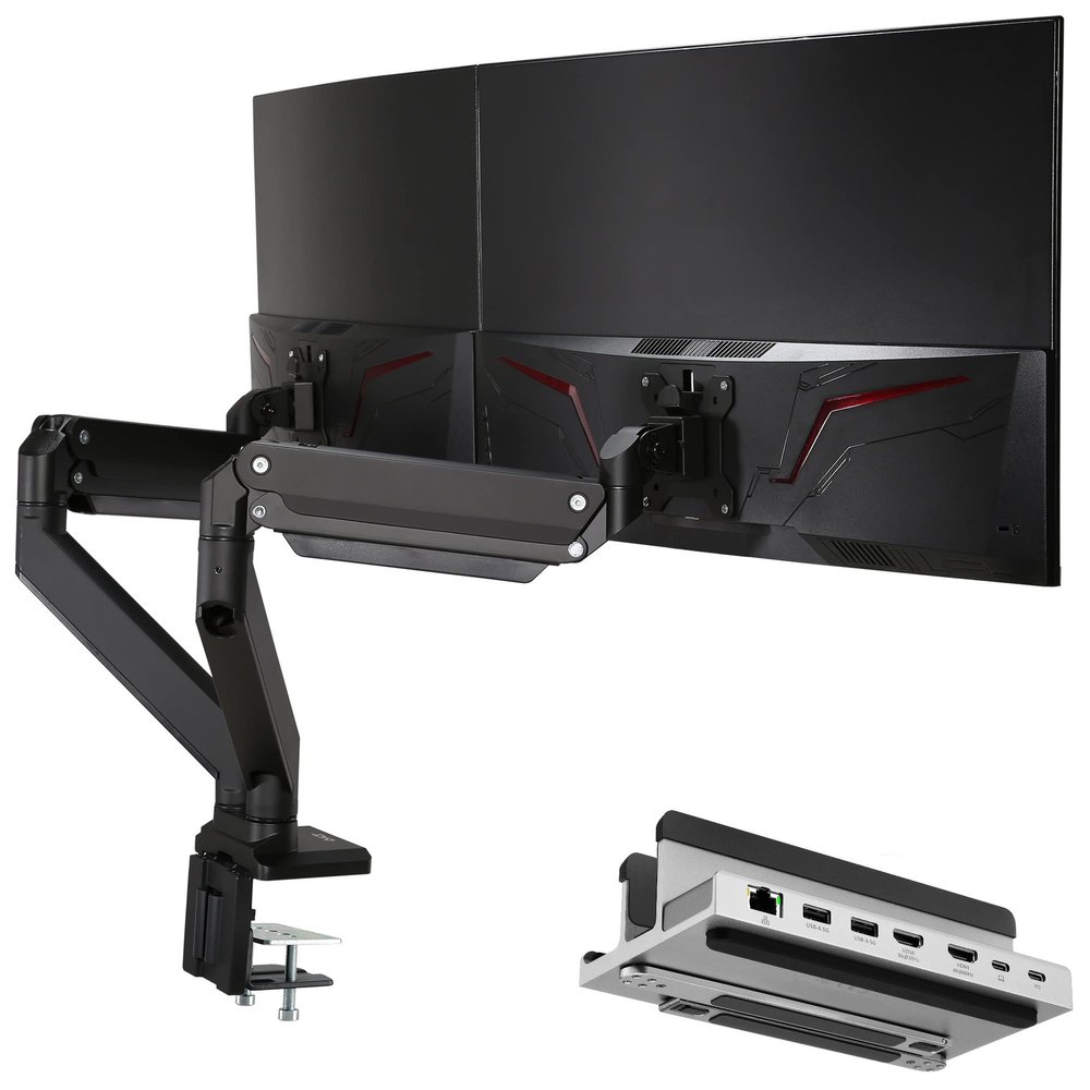 AVLT Dual Monitor Arm and AceProAV Laptop Dock