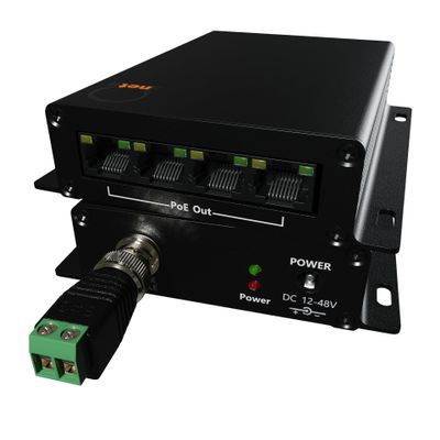High Distance 4 Port 1000m 3280ft PoE LAN Extender Over Twisted UTP kit BNC or Copper Wire  PoE Camera or Any Remote Ethernet Device Repeater Booster Bridge - PoE Distance 500m - BNC Adapter in Set