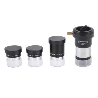 127eq Lenses, 1.25 Plossl Telescope Eyepiece Set 4 10 25mm 2X Lens Kit for Astronomy