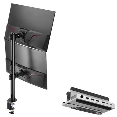 AVLT Dual Stacked Monitor Arm and Reinforcement Plate