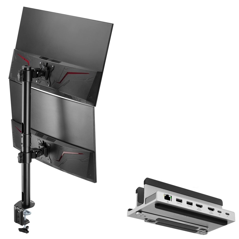 AVLT Dual Stacked Monitor Arm and Reinforcement Plate
