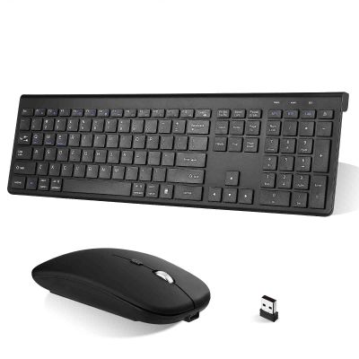 UrbanX Plug and Play Compact Rechargeable Wireless Bluetooth Full Size Keyboard and Mouse Combo for Lenovo Tab 4 10 - Windows, macOS, iPadOS, Android, PC, Mac, Laptop, Smartphone, Tablet -Black