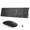 UrbanX Plug and Play Compact Rechargeable Wireless Bluetooth Full Size Keyboard and Mouse Combo for Lenovo Tab 4 10 - Windows, macOS, iPadOS, Android, PC, Mac, Laptop, Smartphone, Tablet -Black view 1