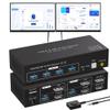 2 Port Dual Monitor DisplayPort HDMI KVM Switch 8K @60Hz, 4K @120Hz, USB 3.0 DP+HDMI KVM Switcher 2 in 2 Out for 2 Computers 2 Monitors with 4 Ports USB 3.0 Support Copy and Extended Display view 1