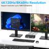 2 Port Dual Monitor DisplayPort HDMI KVM Switch 8K @60Hz, 4K @120Hz, USB 3.0 DP+HDMI KVM Switcher 2 in 2 Out for 2 Computers 2 Monitors with 4 Ports USB 3.0 Support Copy and Extended Display view 3