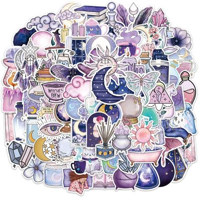 150PCS Midnight Magic Moon Stickers,Fantasy Aesthetic Stickers for Water Bottles,Waterproof Vinyl Stickers for Laptop,Computer,Phone,Scrapbooks,Guitar