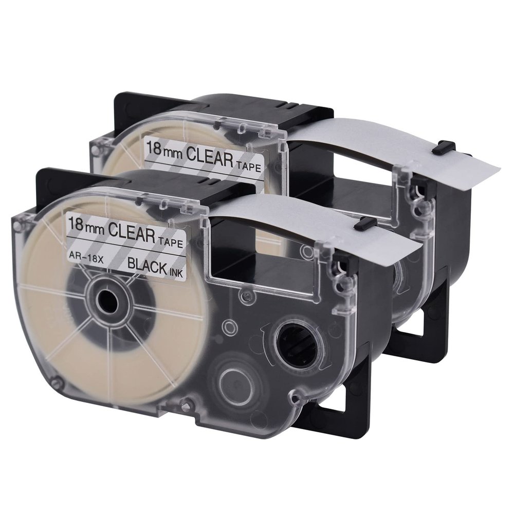 USUPERINK 2 Pack Compatible for XR-18X XR-18X2S Black on Clear 18mm Label IT Tape Cartridge for CW-L300 KL-120 KL-HD1 KL-430 KL-750 KL-780 EZ Label Printer